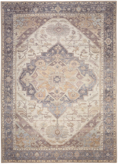 Nourison Home Vintage Washables VWS13 Ivory Purple Traditional Flat Weave Rug