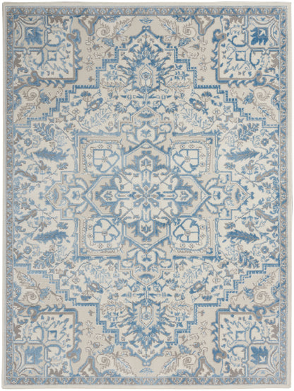 Nourison Home Elation ETN10 Ivory Blue Traditional Power-loomed Rug