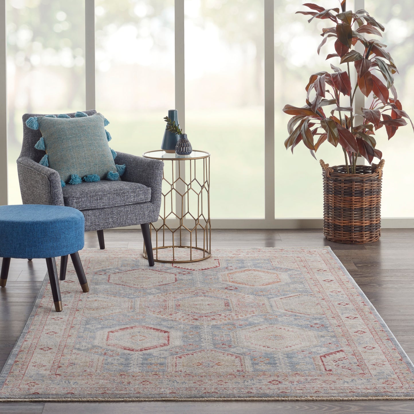 Nourison Home Homestead  Light Blue Multi  Traditional