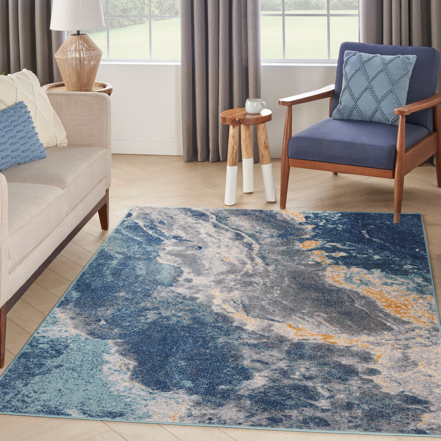 Nourison Home Passion  Blue Multicolor  Contemporary