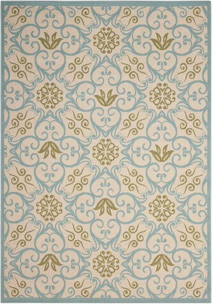 Nourison Home Caribbean CRB02 Ivory Blue Transitional Power-loomed Rug