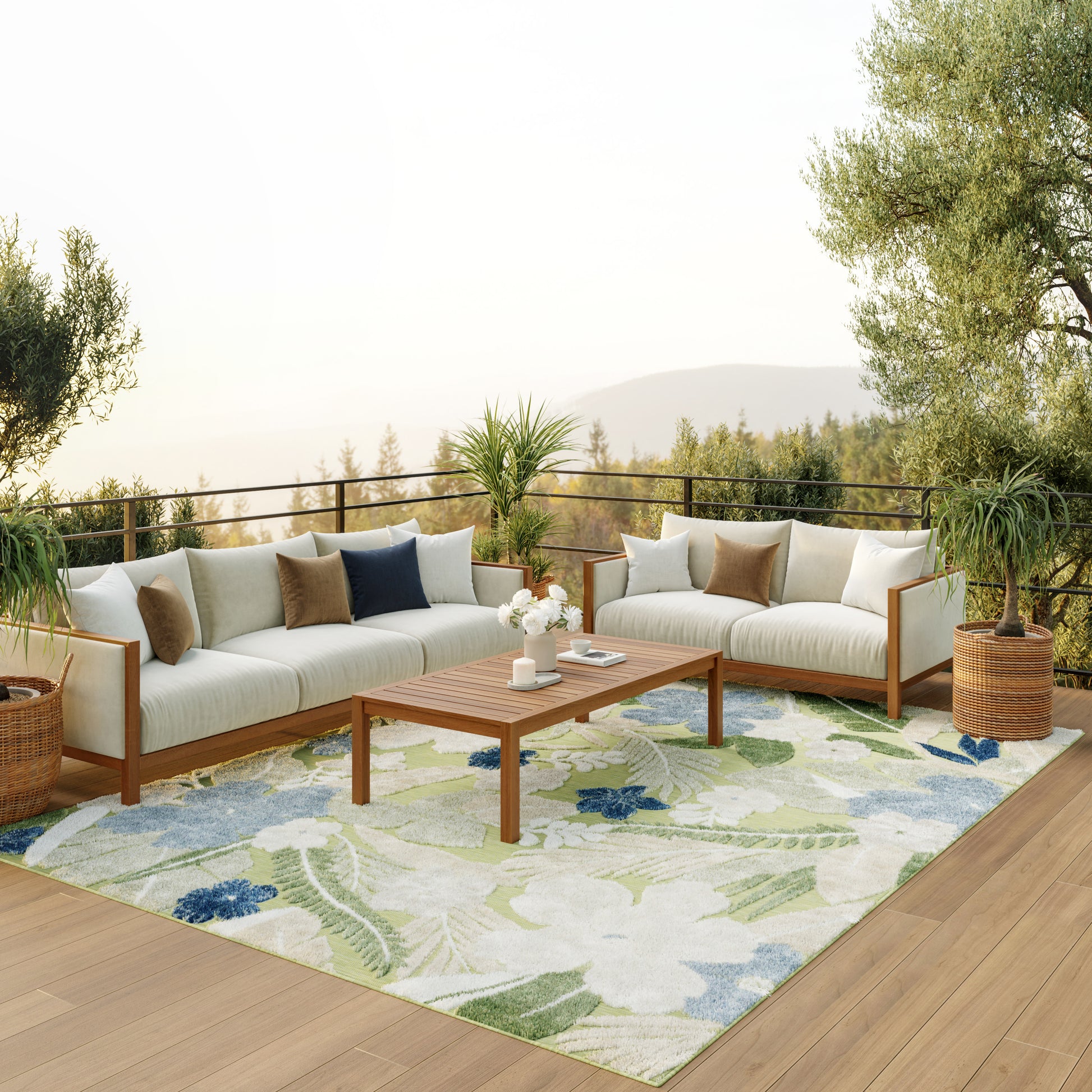 Nourison Home Suncoast  Green Blue  Contemporary