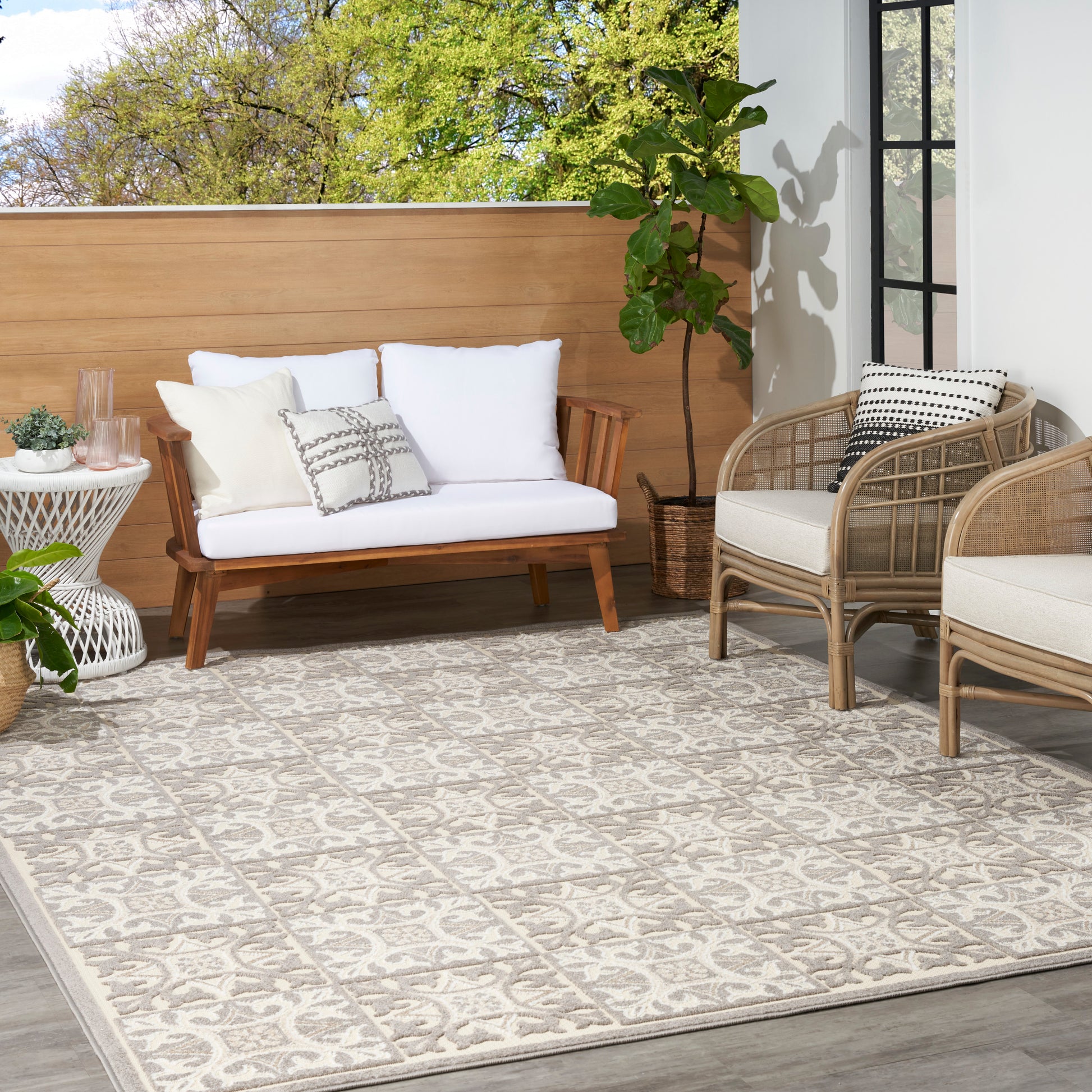 Nourison Home Aloha  Ivory Grey  Contemporary