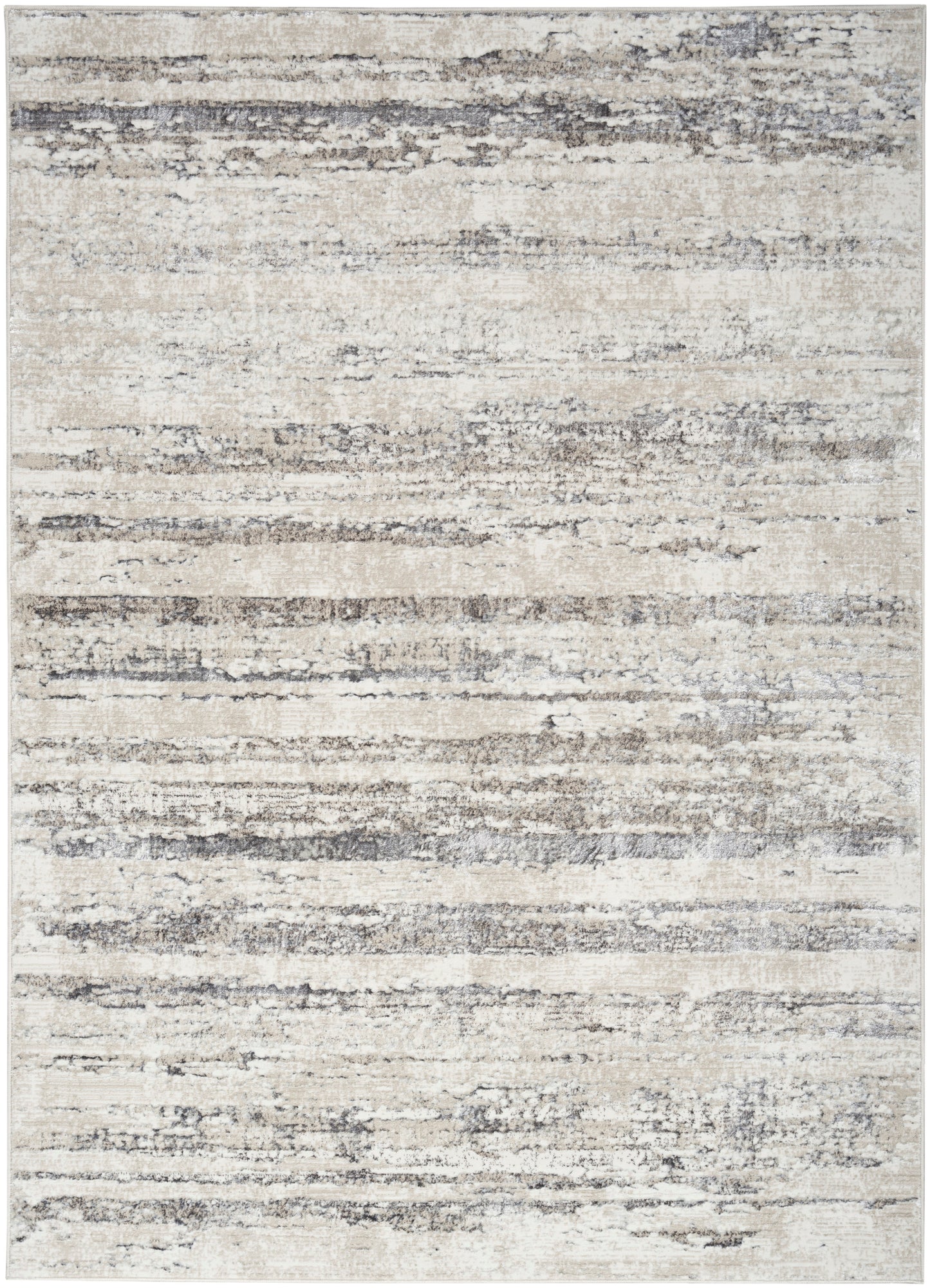 Nourison Home Glitz GLZ10 Cream Grey Contemporary Power-loomed Rug