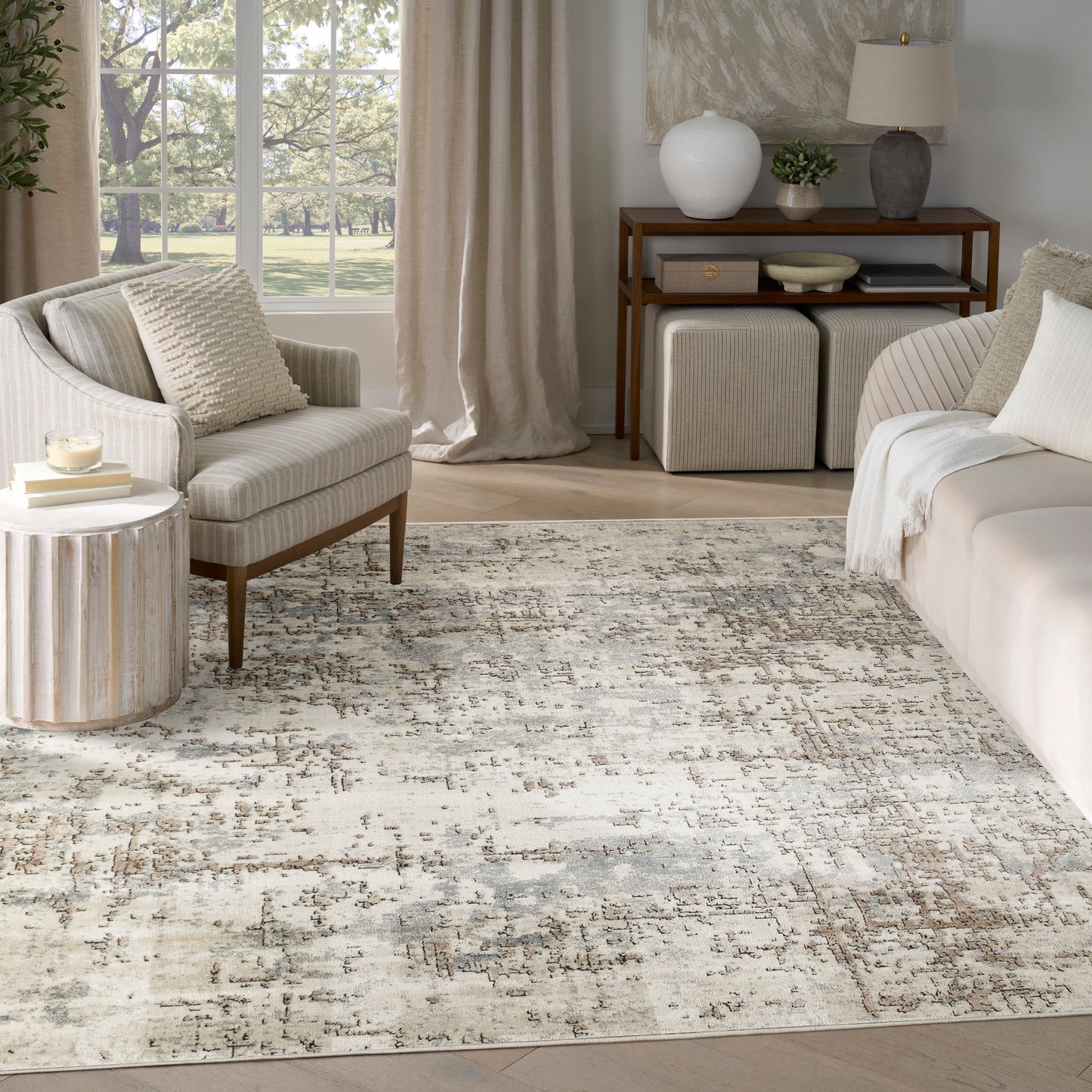 Nourison Home Quarry  Ivory Beige  Contemporary