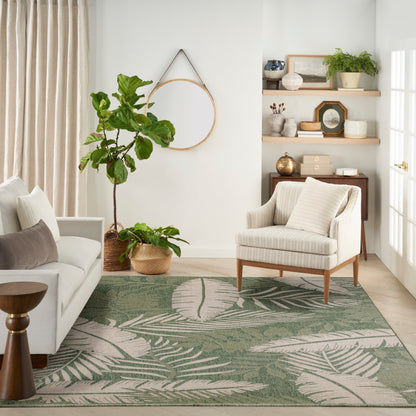 Nourison Home Garden Oasis  Green Ivory  Contemporary