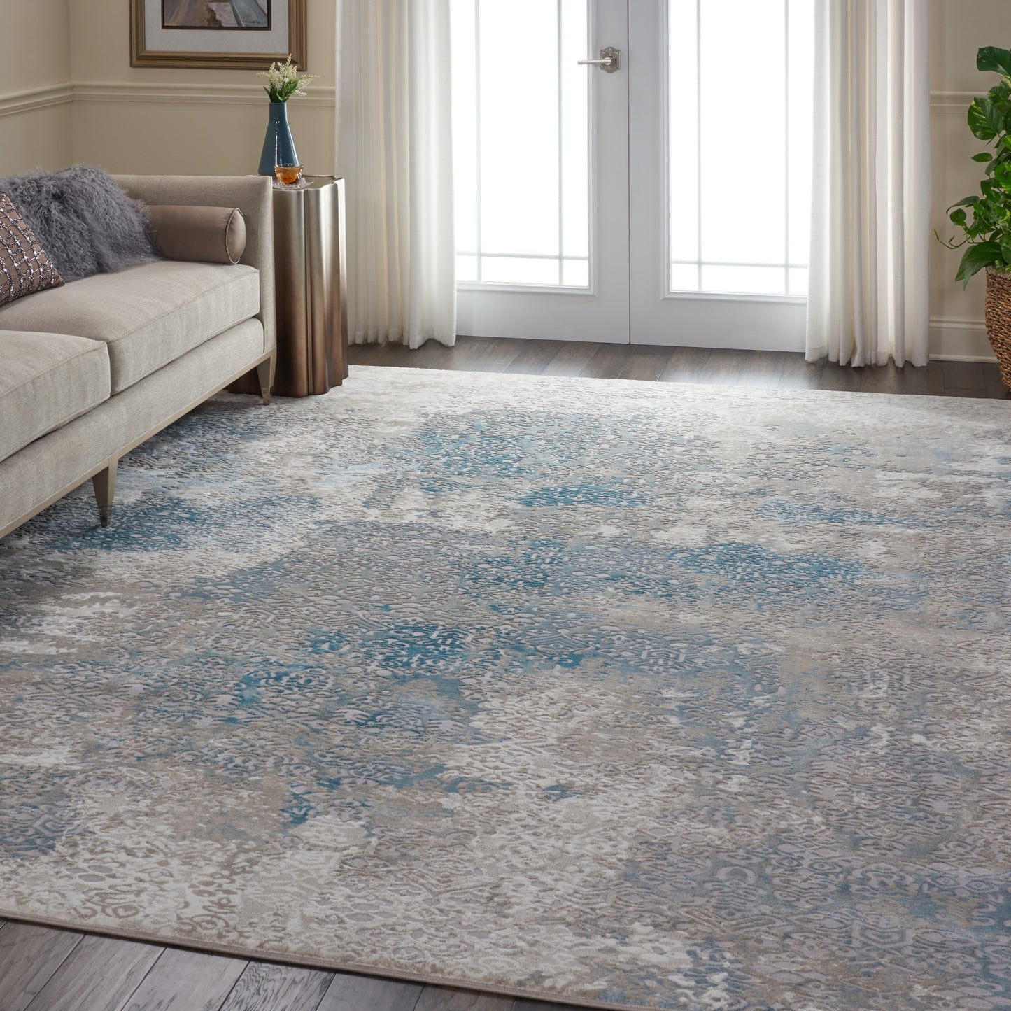 Nourison Home Karma  Ivory Light Blue  Transitional