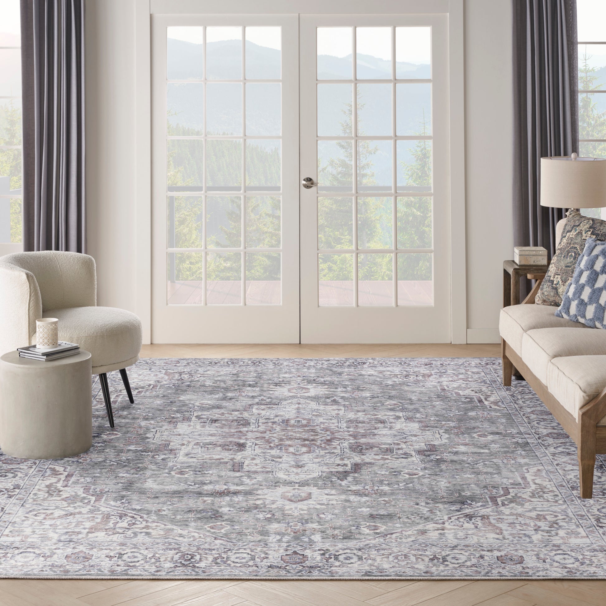 Nourison Home New Concept Washables  Ivory Grey  Traditional