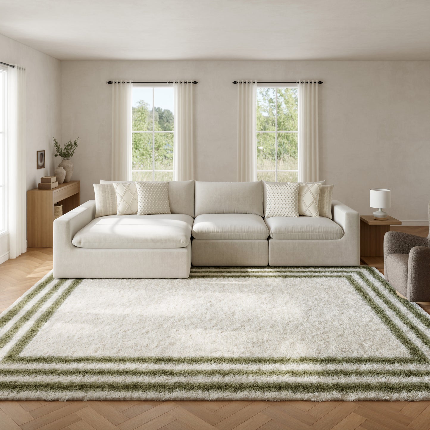 Nourison Home Pacific Shag  Ivory Green  Contemporary