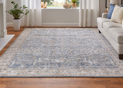 Feizy Pasha 39M4F Blue Ivory Transitional/Bohemian & Eclect Machinemade Rug - Rugs - Feizy - Atlanta Designer Rugs