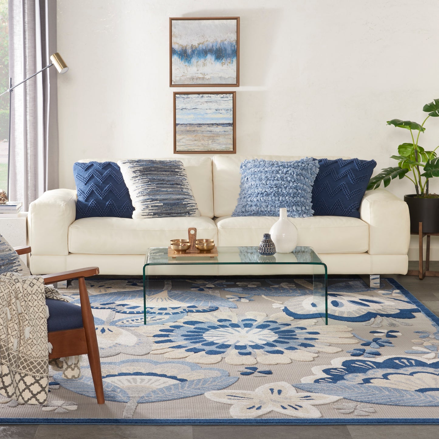 Nourison Home Aloha  Blue Grey  Contemporary