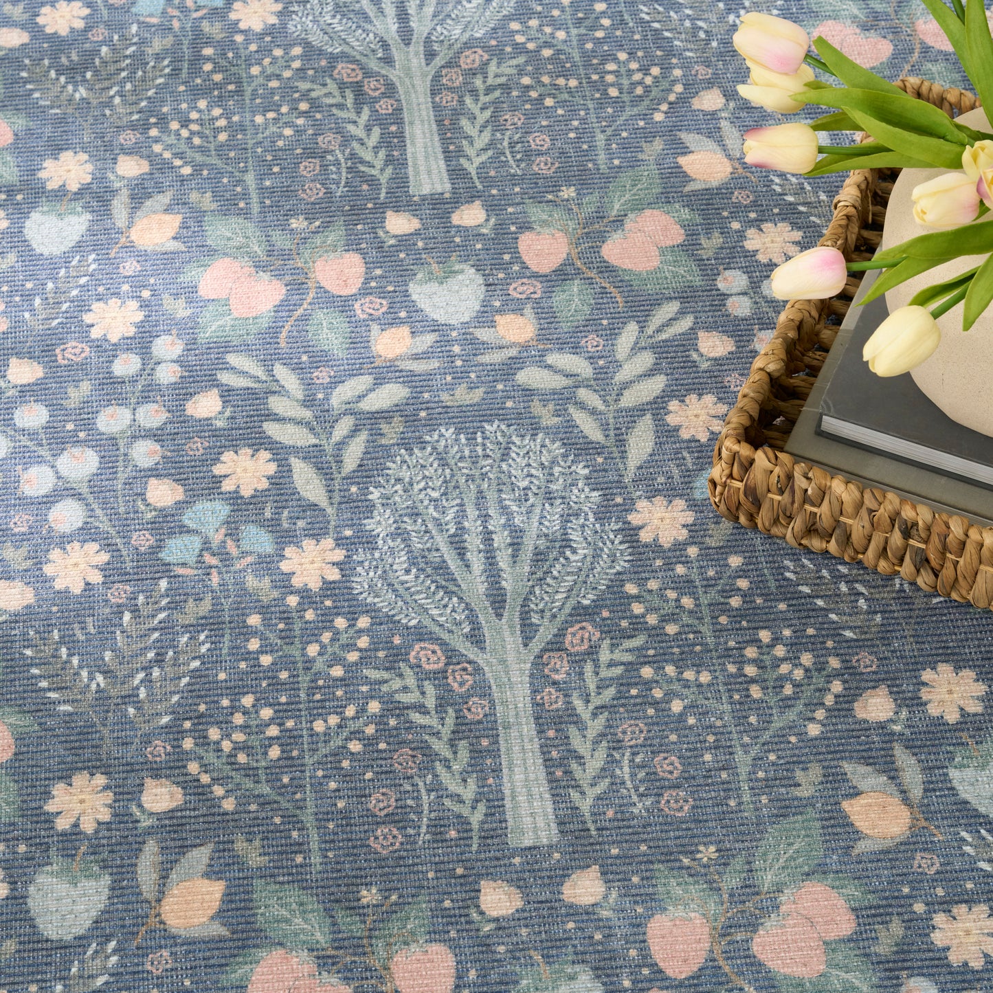 Nourison Home Botanical Washables  Blue Multicolor  Contemporary