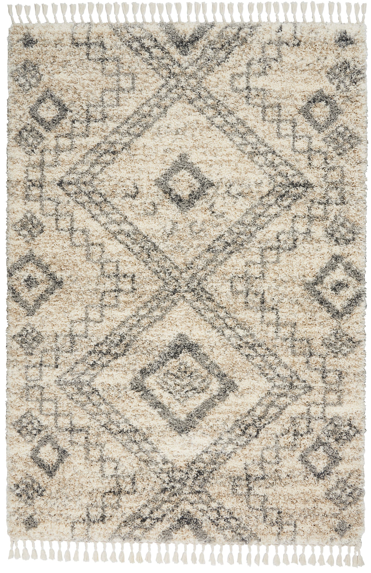 Nourison Home Oslo Shag OSL02 Ivory Grey Contemporary Power-loomed Rug