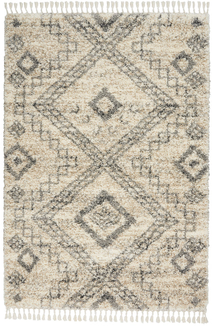 Nourison Home Oslo Shag OSL02 Ivory Grey Contemporary Power-loomed Rug