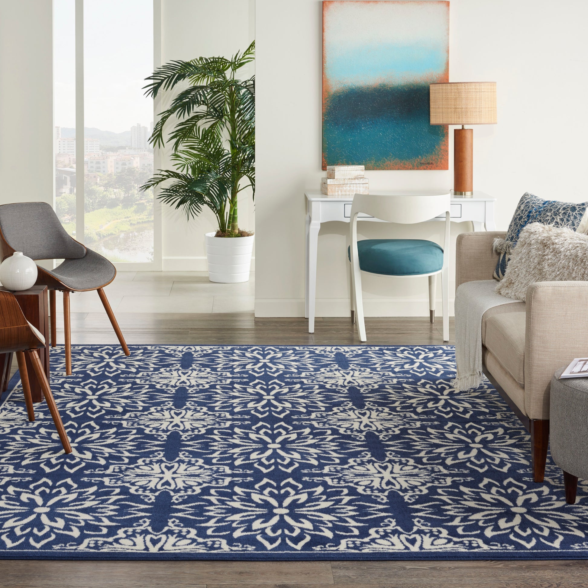 Nourison Home Jubilant  Navy Ivory  Transitional