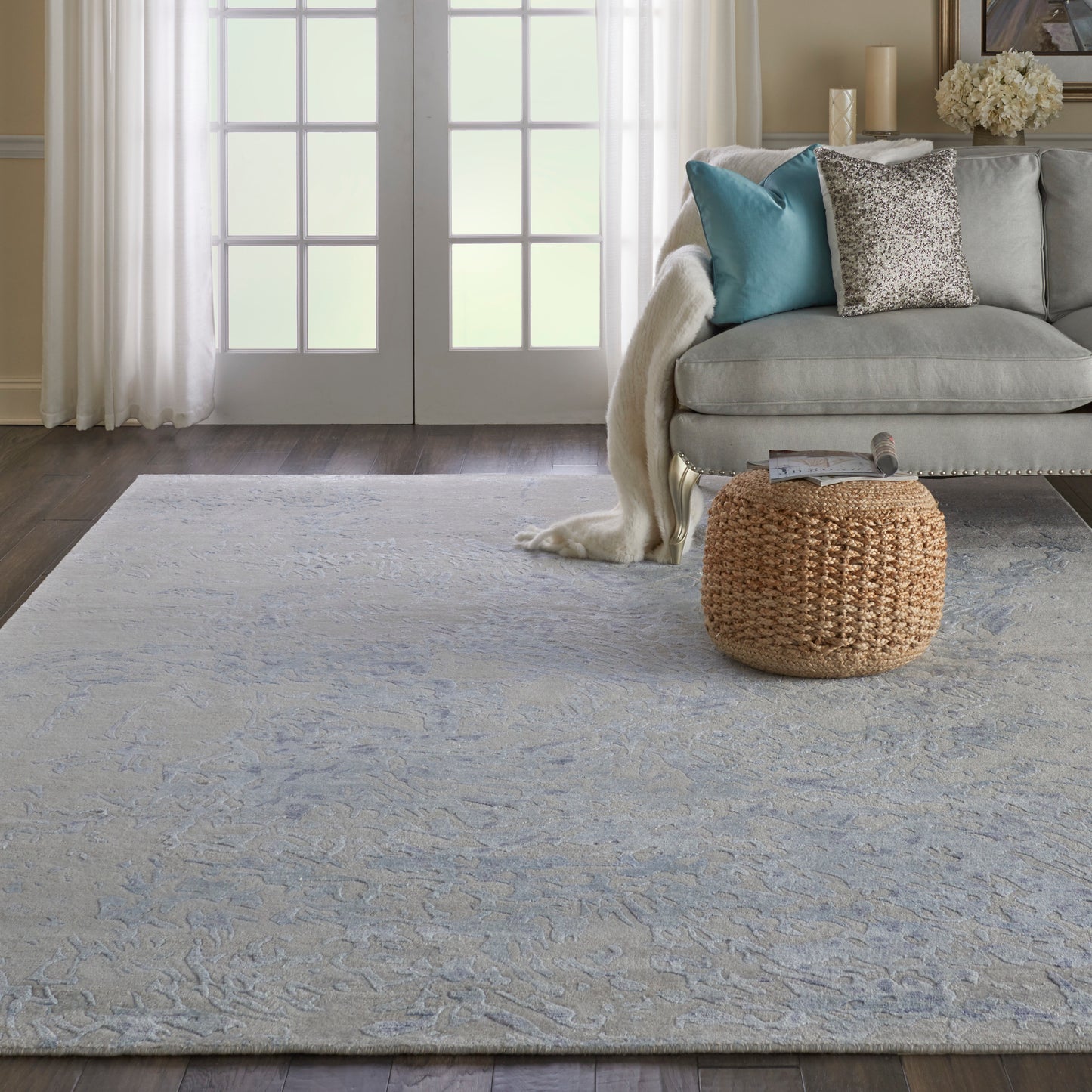 Nourison Home Silk Shadows  Grey Blue  Contemporary