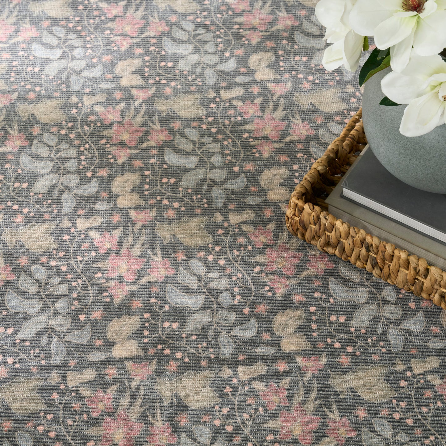 Nourison Home Botanical Washables  Charcoal Multicolor  Contemporary