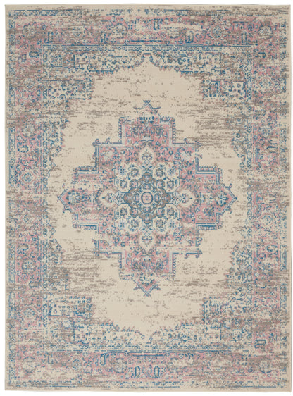 Nourison Home Grafix GRF14 Ivory Pink Transitional Power-loomed Rug