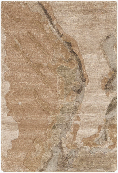 Nourison Home Silk Shadows SHA24 Beige Silver Contemporary Knotted Rug