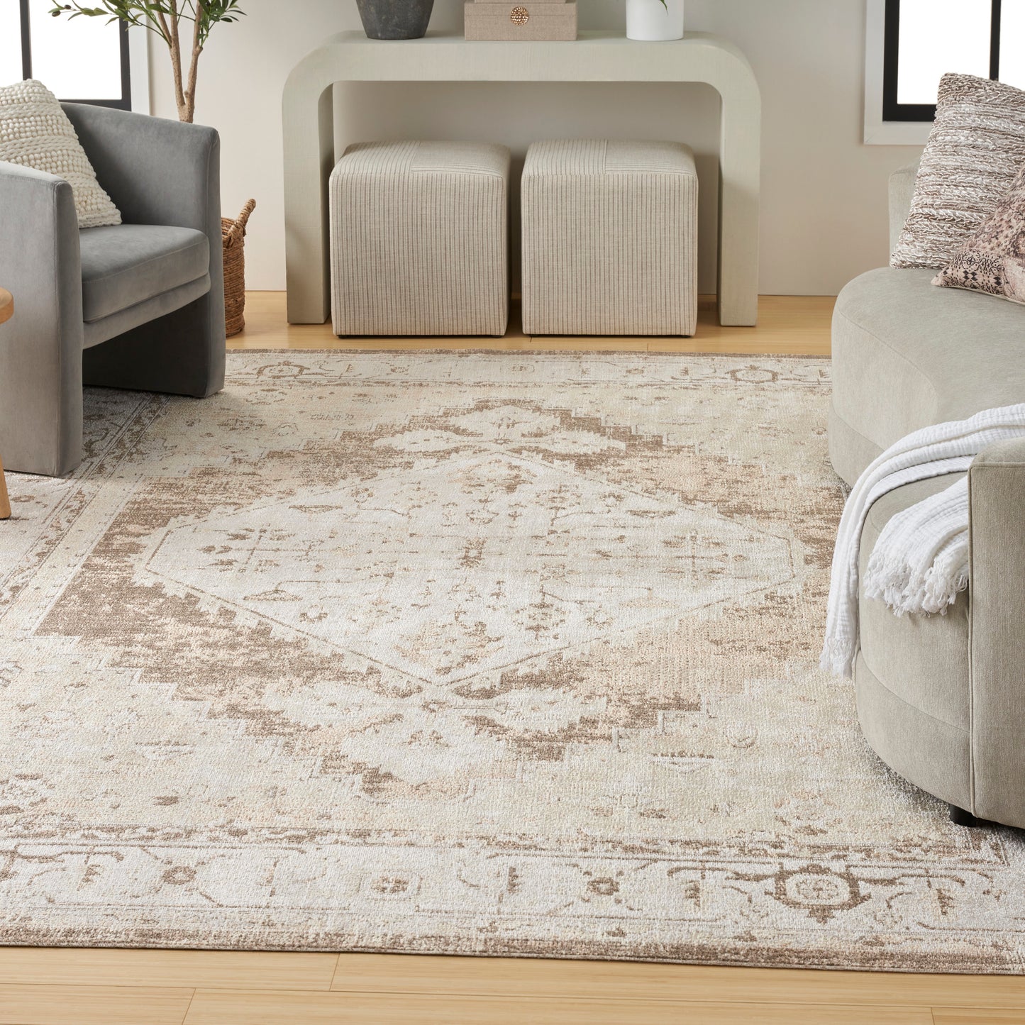 Nourison Home Astra Machine Washable  Beige  Traditional