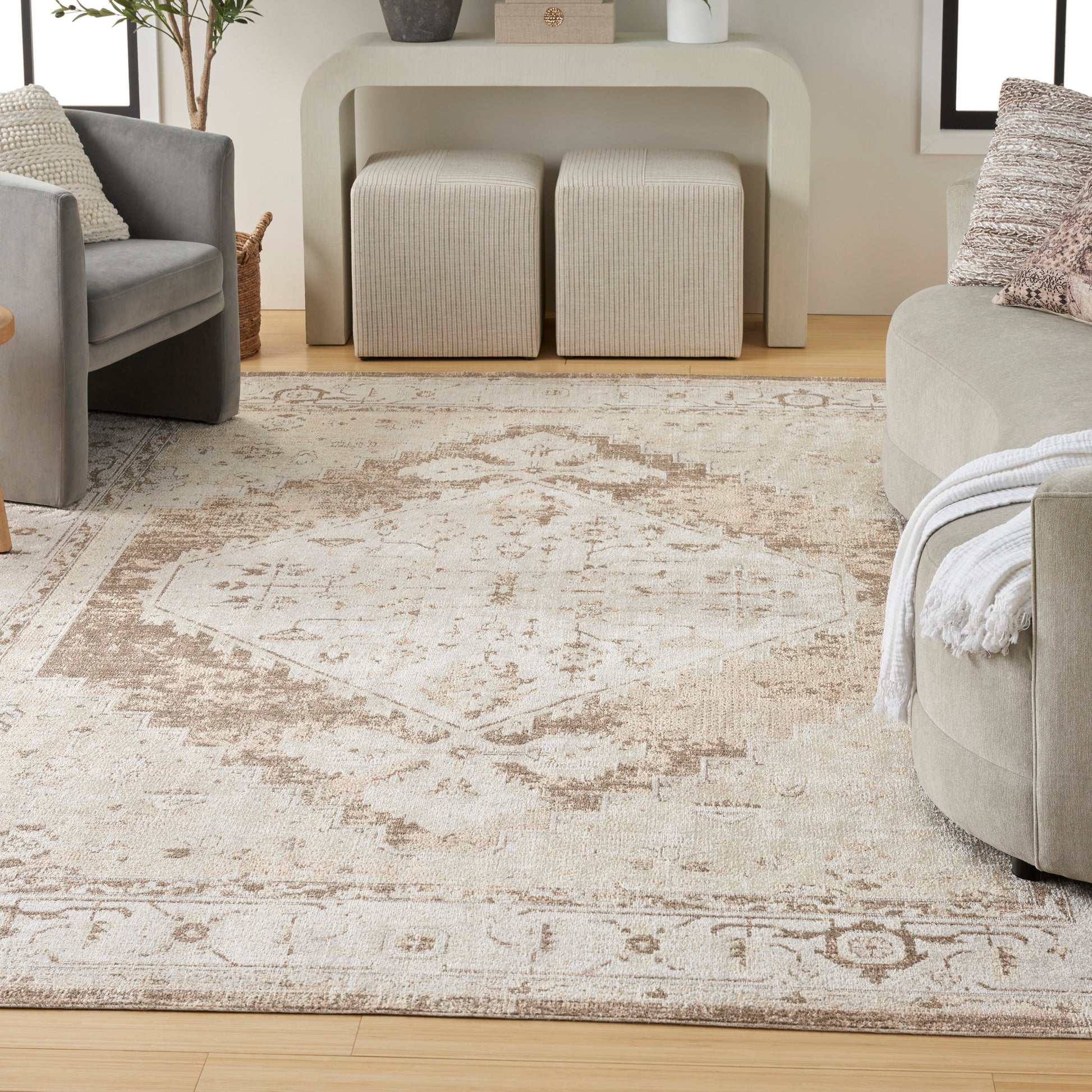 Nourison Home Astra Machine Washable  Beige  Traditional
