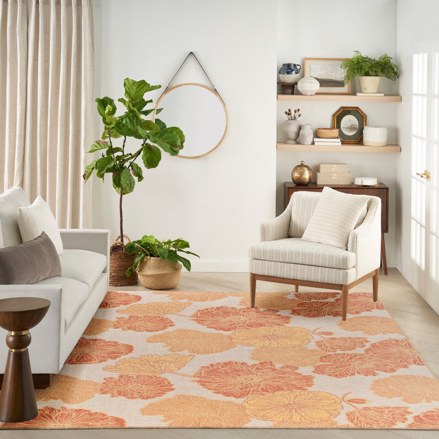 Nourison Home Garden Oasis  Coral  Contemporary