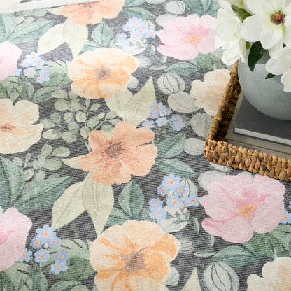Nourison Home Botanical Washables  Charcoal Multicolor  Contemporary