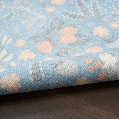 Nourison Home Botanical Washables  Light Blue Multicolor  Contemporary