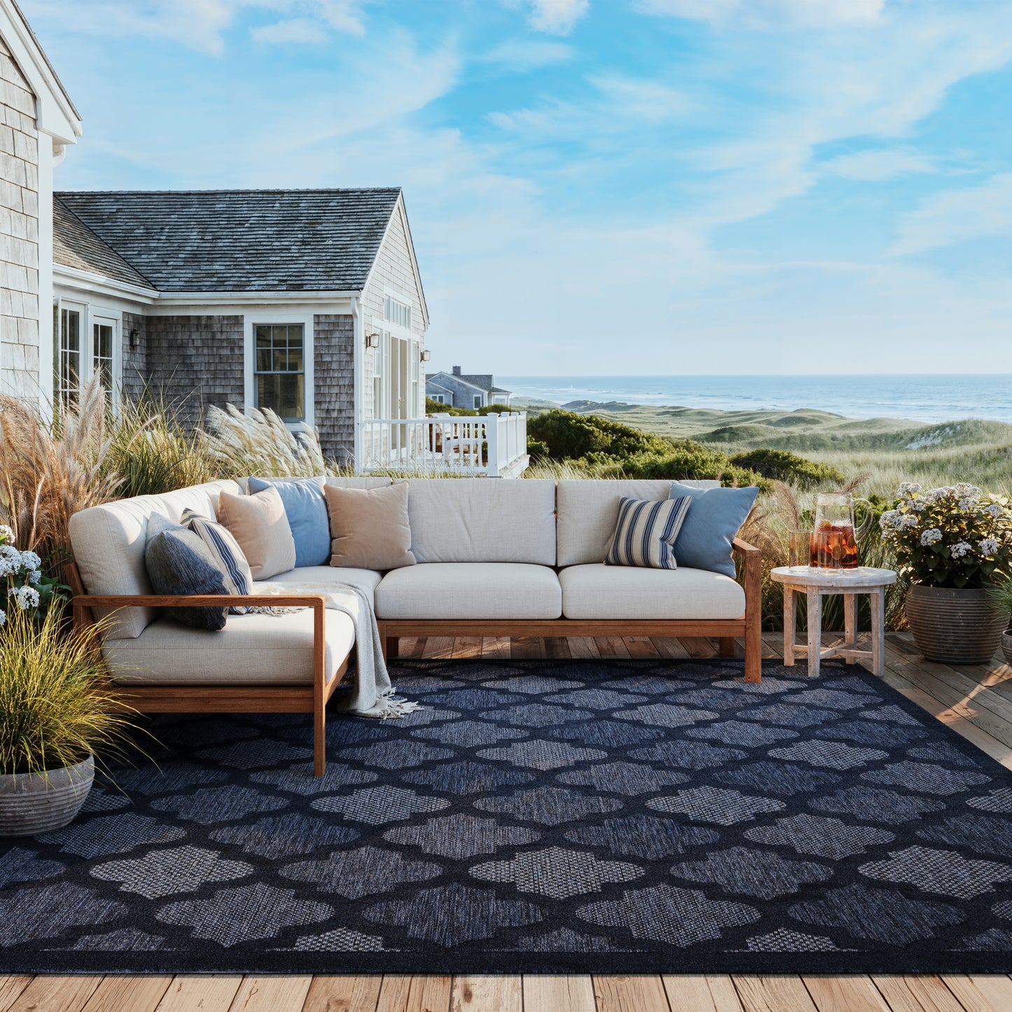 Nourison Home Easy Care  Navy Blue  Contemporary