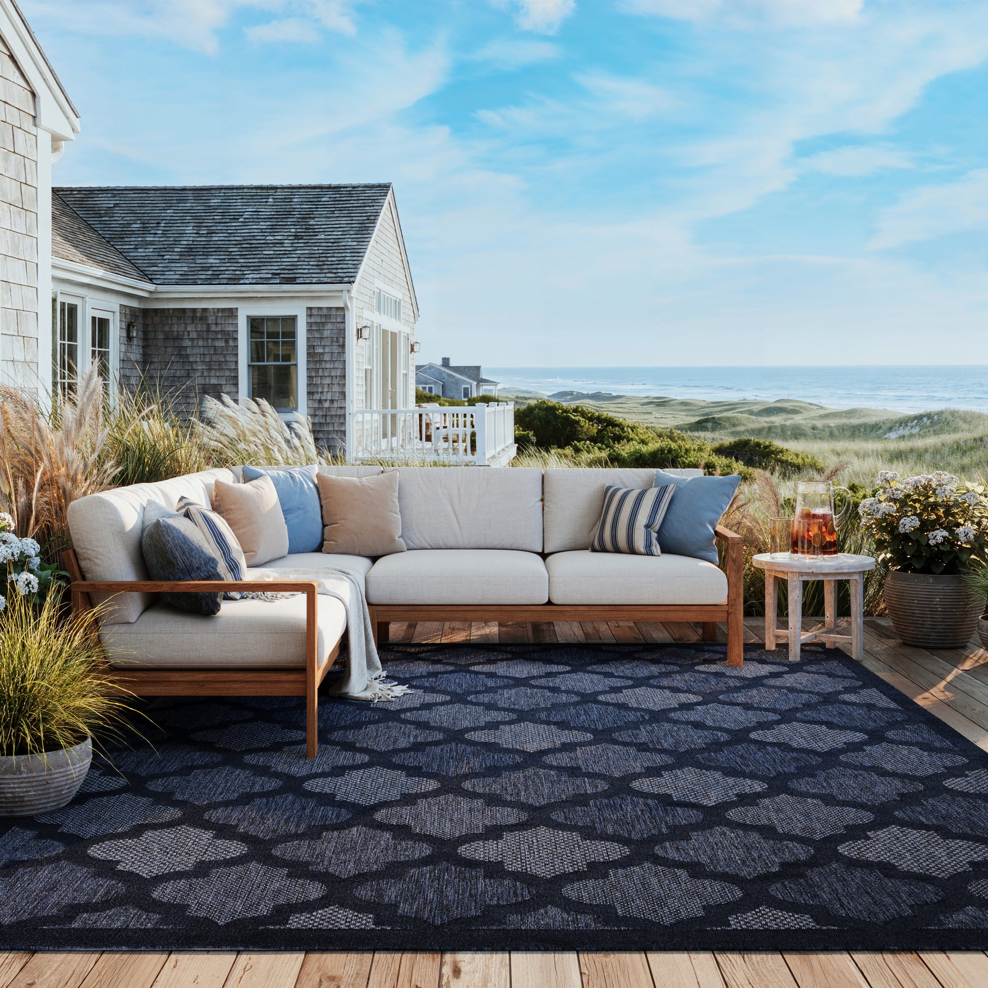 Nourison Home Easy Care  Navy Blue  Contemporary