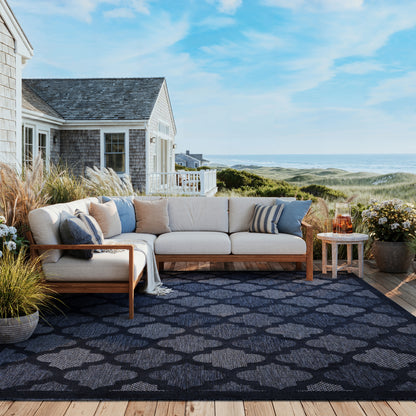 Nourison Home Easy Care  Navy Blue  Contemporary