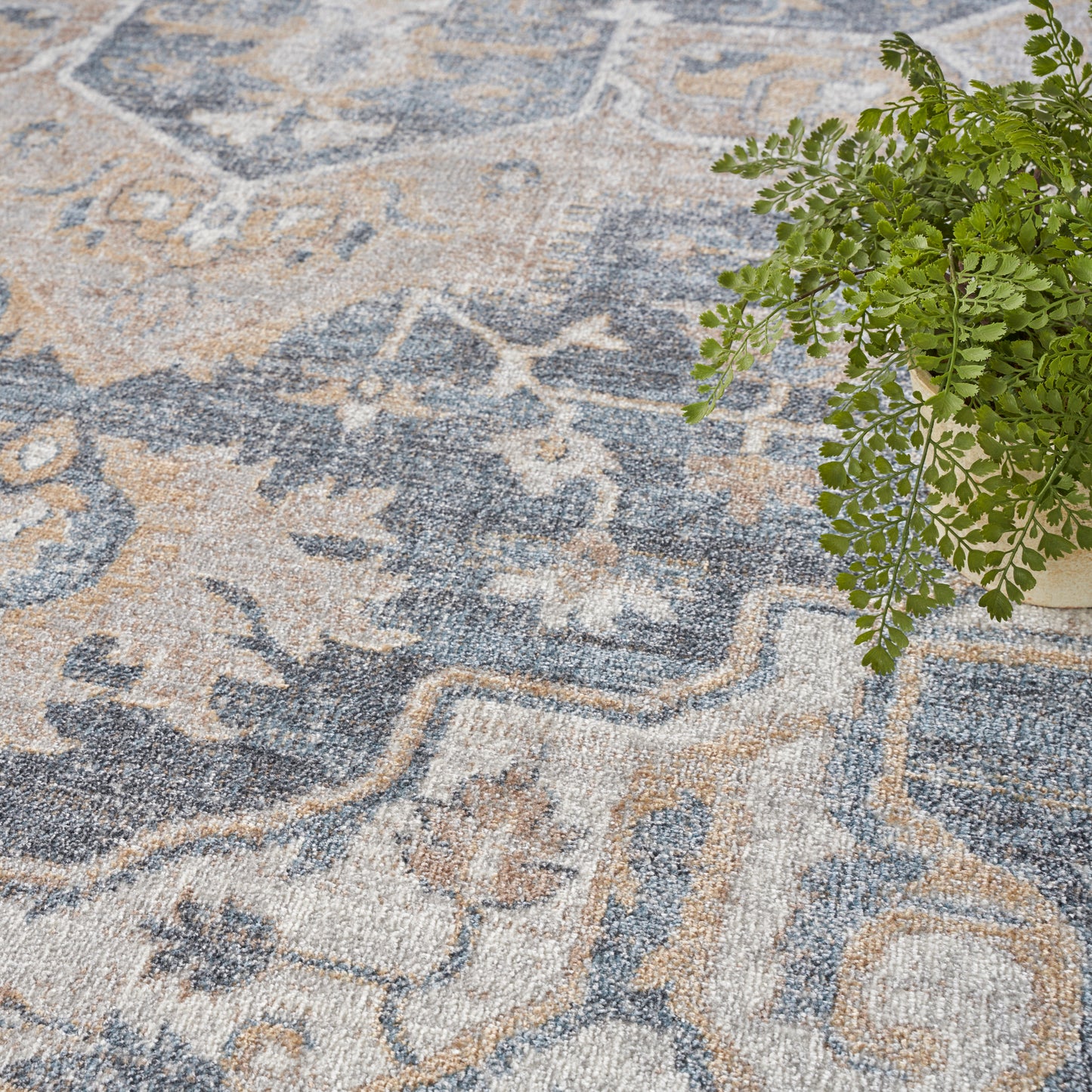 Nourison Home Astra Machine Washable  Grey Blue  Traditional