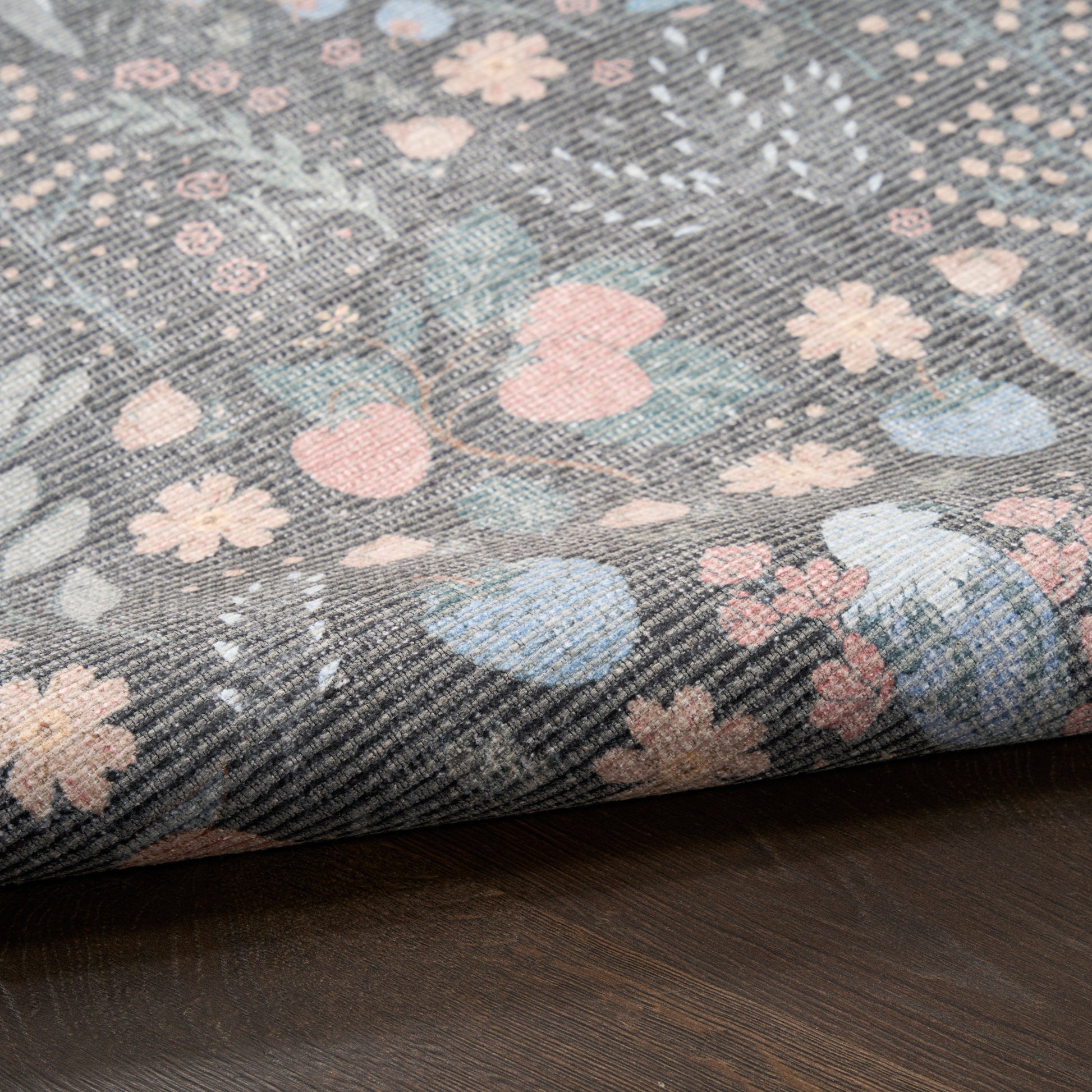 Nourison Home Botanical Washables  Charcoal Multicolor  Contemporary