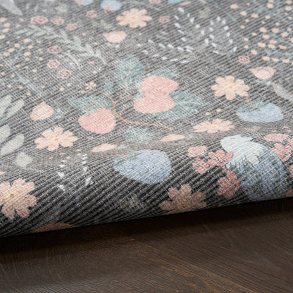 Nourison Home Botanical Washables  Charcoal Multicolor  Contemporary