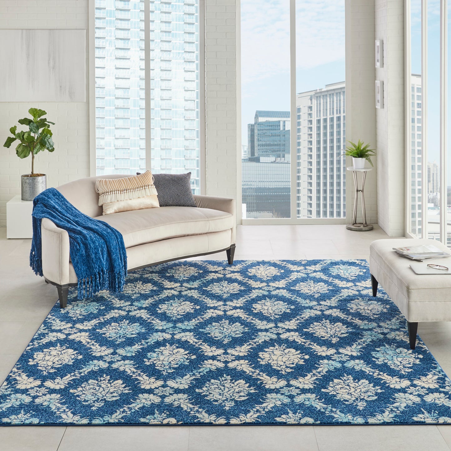 Nourison Home Tranquil  Navy Light Blue  Transitional