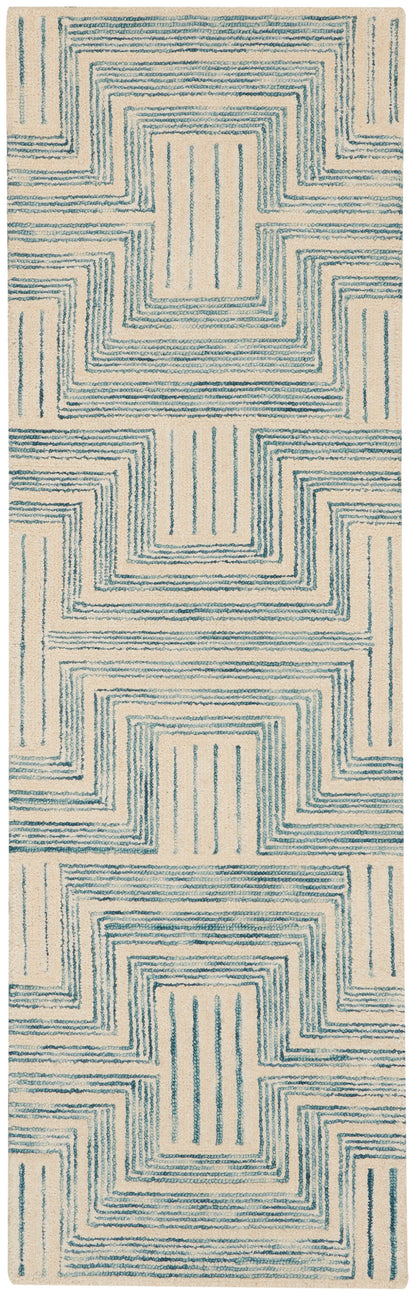 Nourison Home Interlock ITL06 Ivory Turquoise Contemporary Tufted Rug