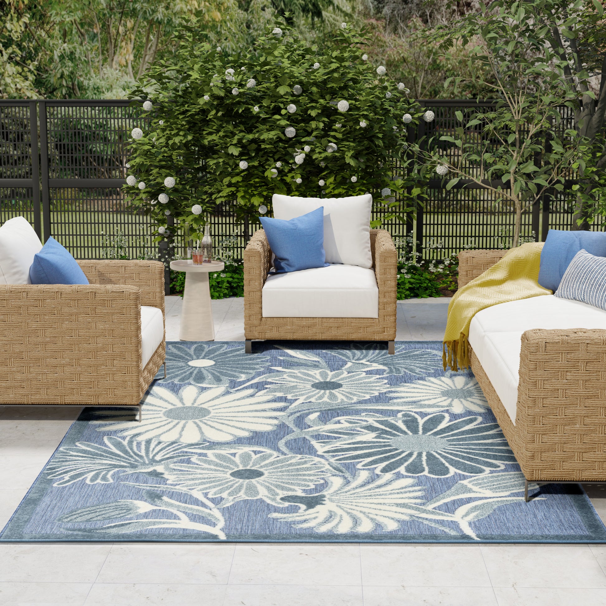 Nourison Home Aloha  Blue  Contemporary