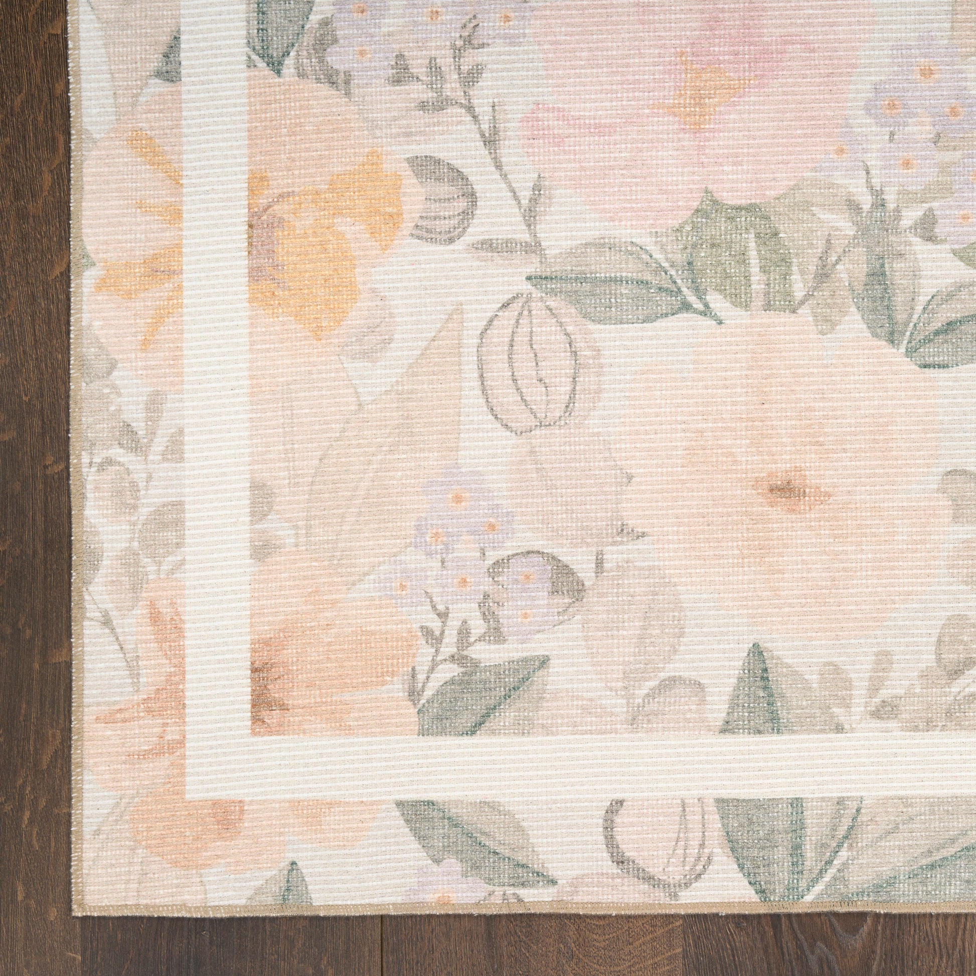 Nourison Home Botanical Washables  Beige Multicolor  Contemporary