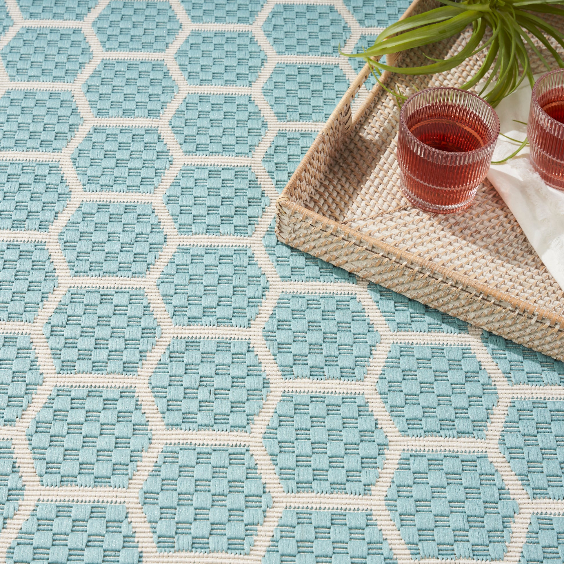 Nourison Home Twist Reversible  Aqua  Contemporary