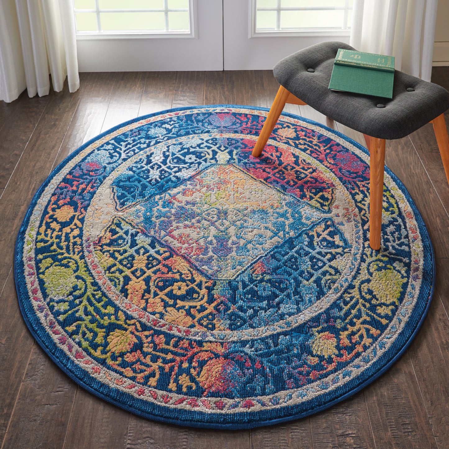 Nourison Home Ankara Global  Blue Multicolor  Transitional