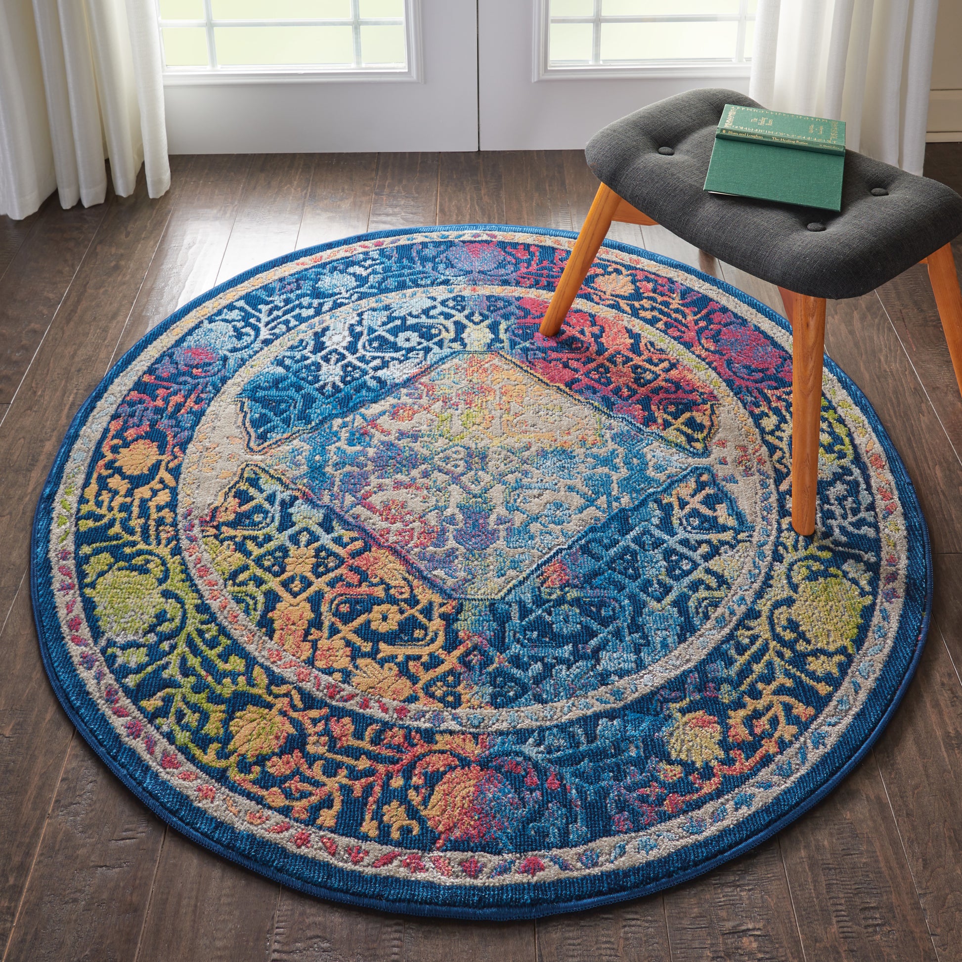 Nourison Home Ankara Global  Blue Multicolor  Transitional