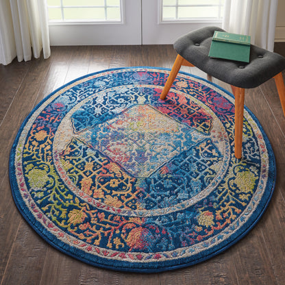 Nourison Home Ankara Global  Blue Multicolor  Transitional
