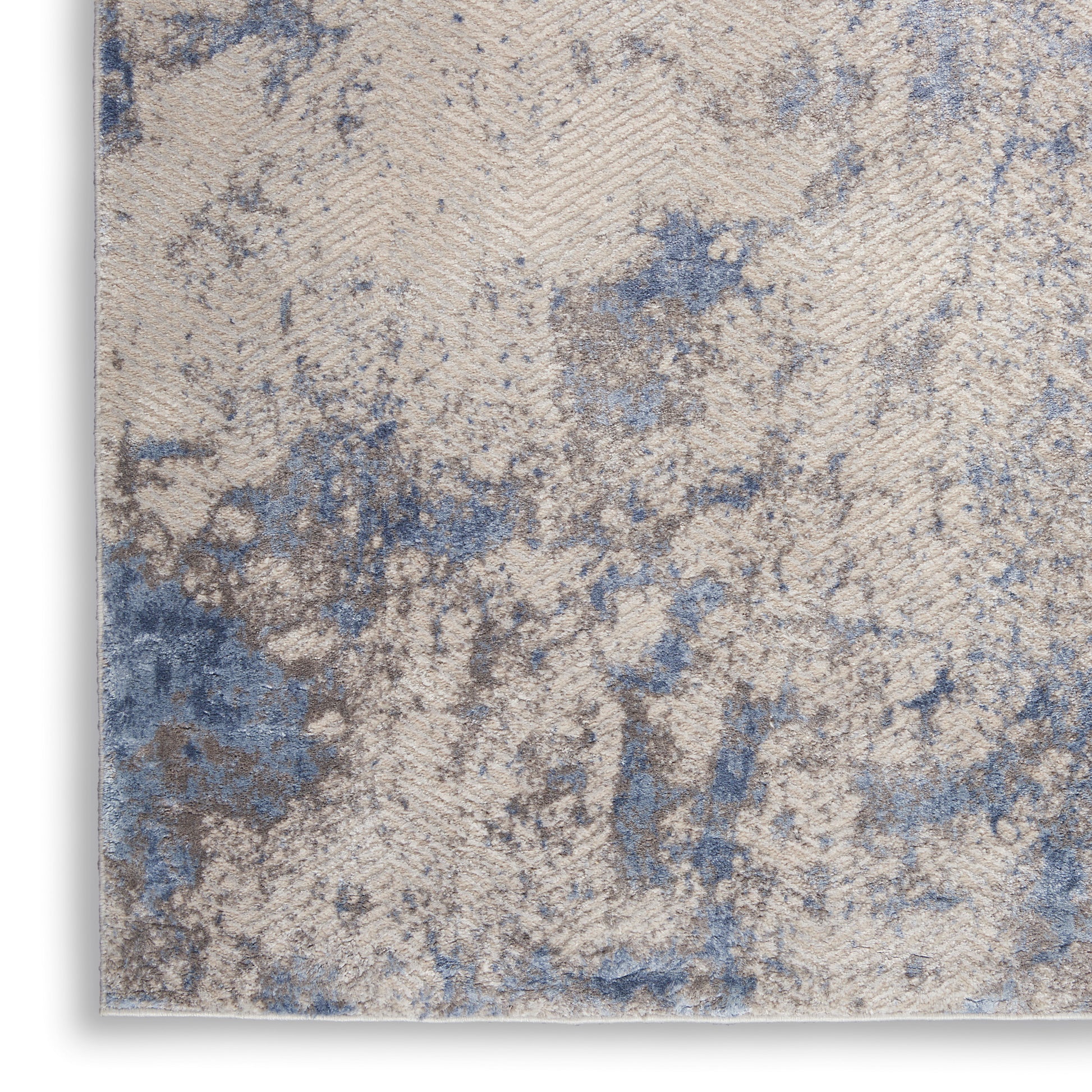Nourison Home Silky Textures  Blue Ivory Grey  Contemporary