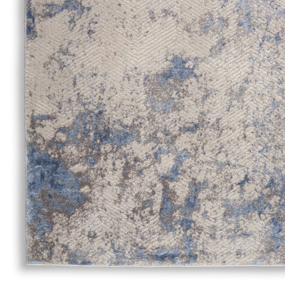 Nourison Home Silky Textures  Blue Ivory Grey  Contemporary