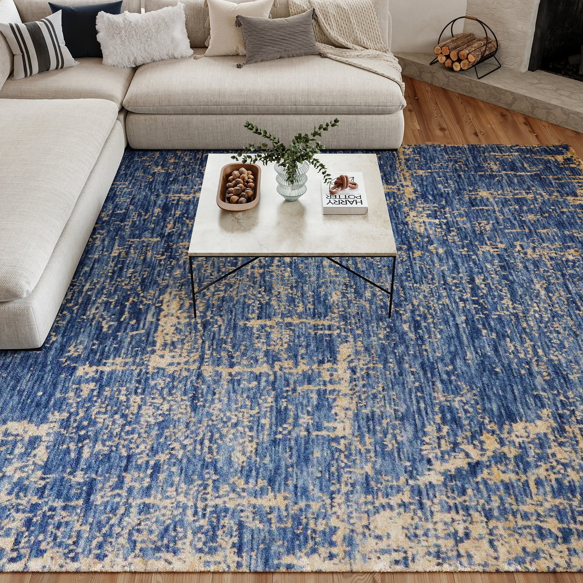Nourison Home Luna  Dark Blue Mocha  Contemporary