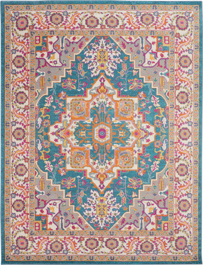 Nourison Home Passion PSN20 Teal Multicolor Transitional Power-loomed Rugs