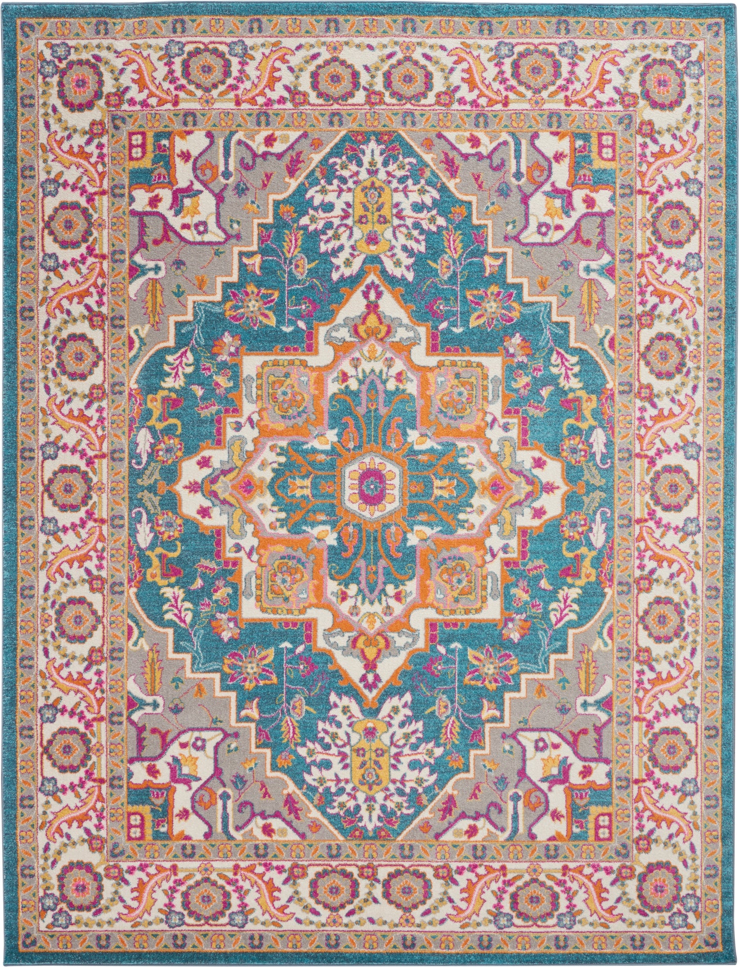 Nourison Home Passion PSN20 Teal Multicolor Transitional Power-loomed Rugs