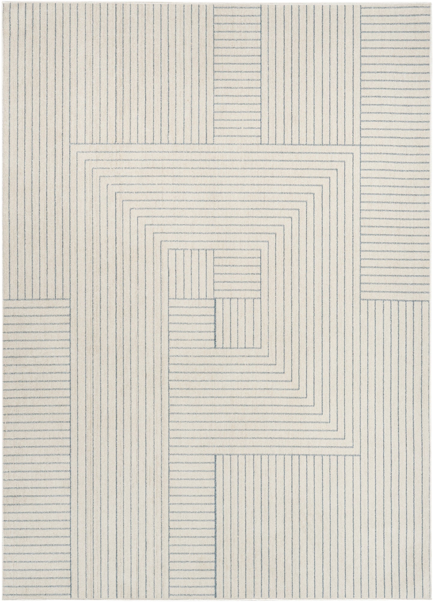 Nourison Home Washable Decor WSD11 Cream Blue Contemporary Loom-woven Rug