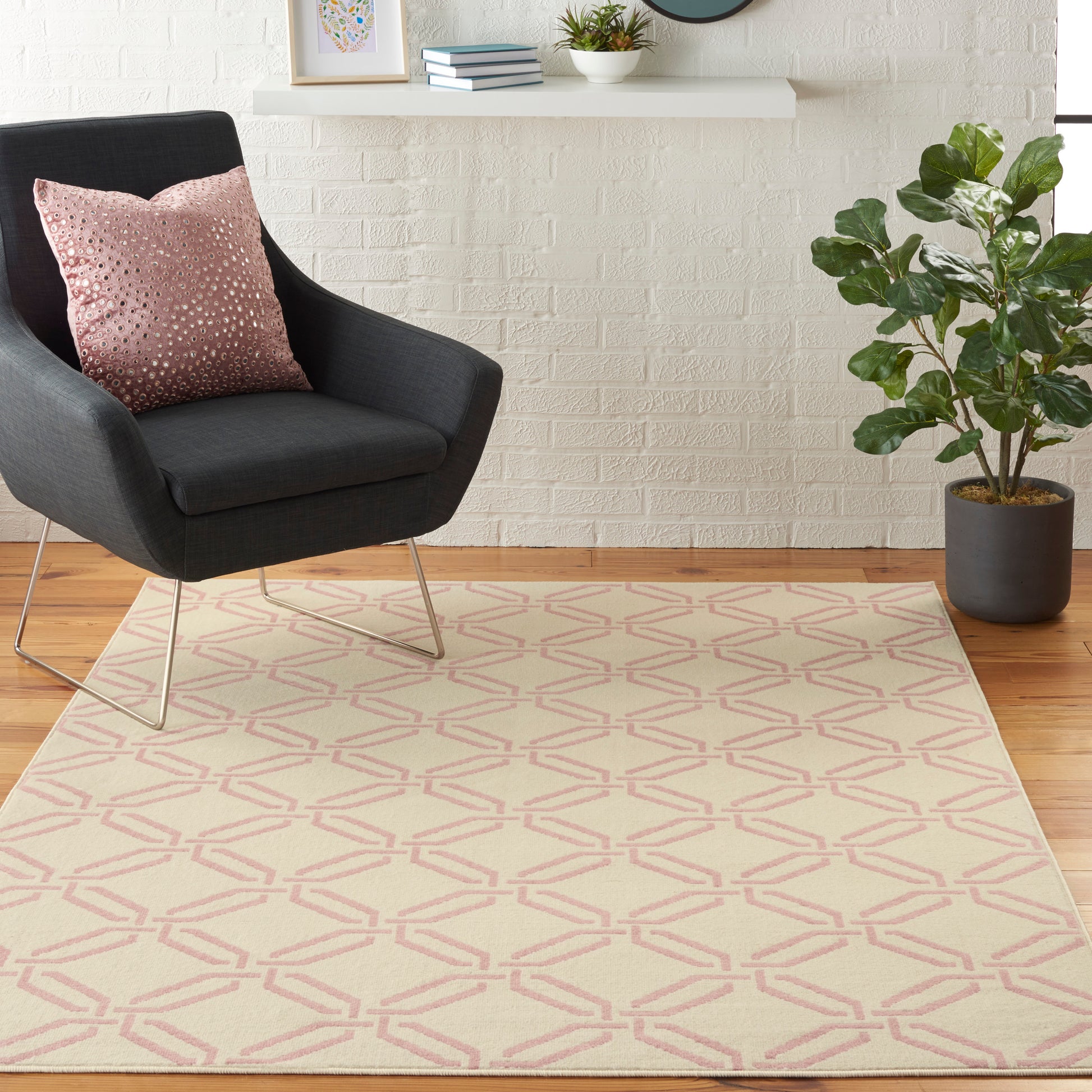 Nourison Home Jubilant  Ivory Pink  Contemporary