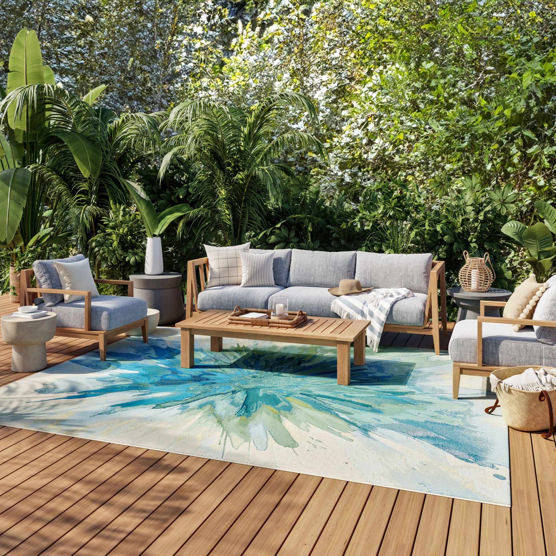 Nourison Home Color Splash  Ivory Blue  Contemporary